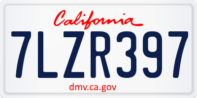 CA license plate 7LZR397