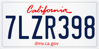 CA license plate 7LZR398