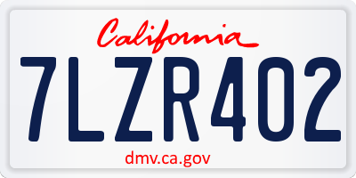 CA license plate 7LZR402