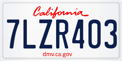 CA license plate 7LZR403