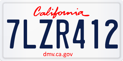 CA license plate 7LZR412