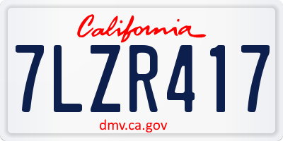 CA license plate 7LZR417
