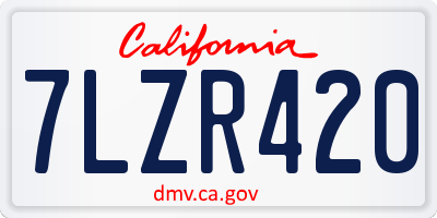 CA license plate 7LZR420