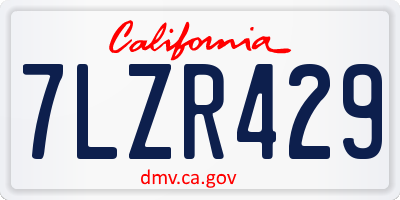 CA license plate 7LZR429