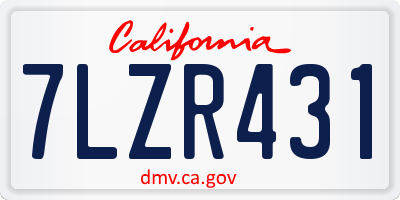CA license plate 7LZR431