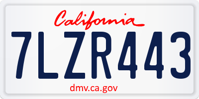 CA license plate 7LZR443