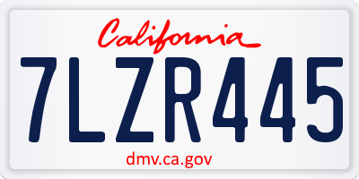 CA license plate 7LZR445