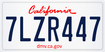 CA license plate 7LZR447