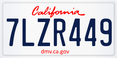 CA license plate 7LZR449