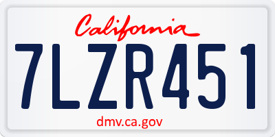 CA license plate 7LZR451