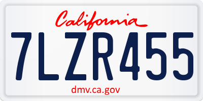 CA license plate 7LZR455