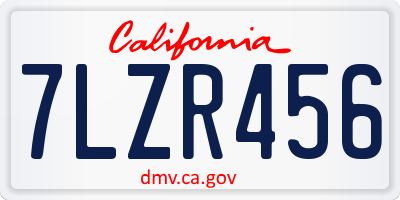 CA license plate 7LZR456