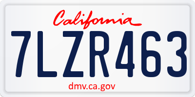 CA license plate 7LZR463