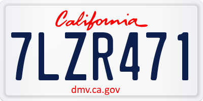 CA license plate 7LZR471