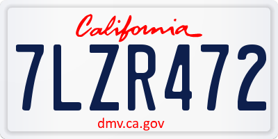 CA license plate 7LZR472