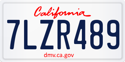 CA license plate 7LZR489