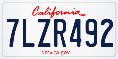 CA license plate 7LZR492