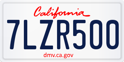CA license plate 7LZR500