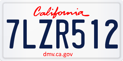 CA license plate 7LZR512