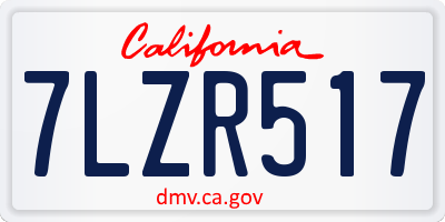 CA license plate 7LZR517