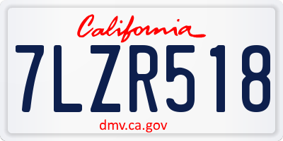 CA license plate 7LZR518