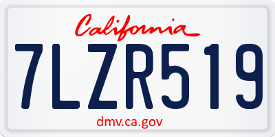 CA license plate 7LZR519