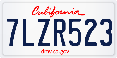 CA license plate 7LZR523