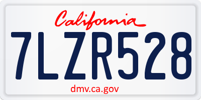 CA license plate 7LZR528