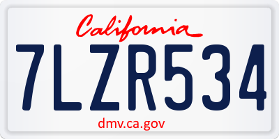CA license plate 7LZR534