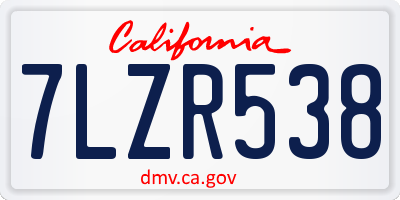 CA license plate 7LZR538