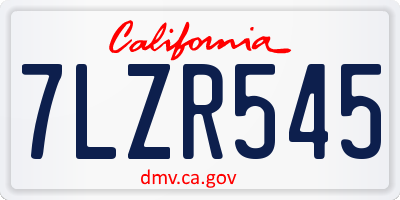 CA license plate 7LZR545