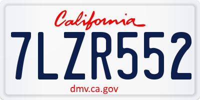 CA license plate 7LZR552