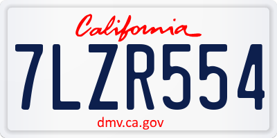 CA license plate 7LZR554