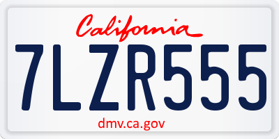 CA license plate 7LZR555