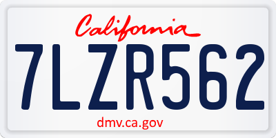 CA license plate 7LZR562