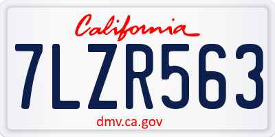 CA license plate 7LZR563