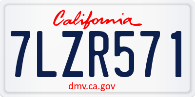 CA license plate 7LZR571