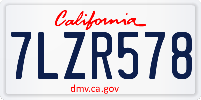 CA license plate 7LZR578