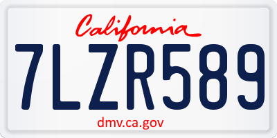 CA license plate 7LZR589