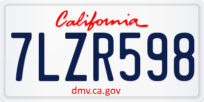 CA license plate 7LZR598