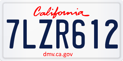 CA license plate 7LZR612