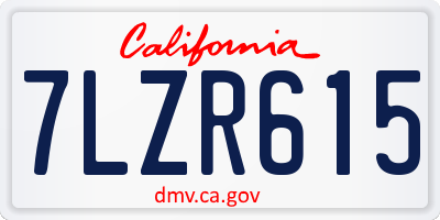 CA license plate 7LZR615