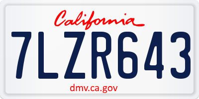 CA license plate 7LZR643