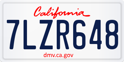 CA license plate 7LZR648