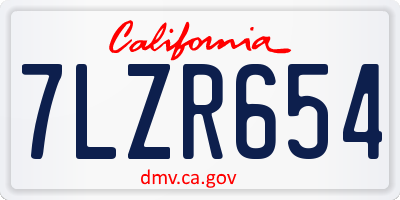 CA license plate 7LZR654