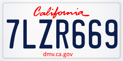 CA license plate 7LZR669
