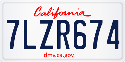 CA license plate 7LZR674