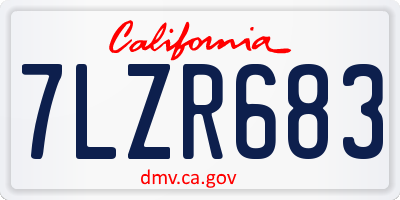 CA license plate 7LZR683