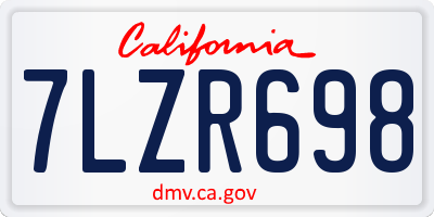CA license plate 7LZR698