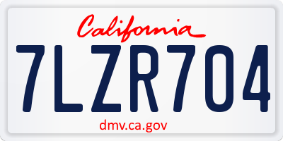 CA license plate 7LZR704